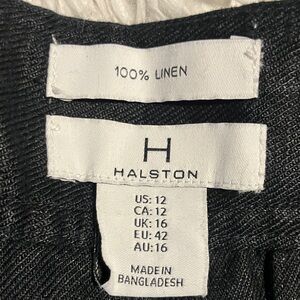 Halston Black 100% Linen pants wide leg Size 12